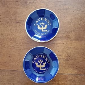 Laurent vintage 56th St N.Y. trinket dish pin Blue/Gold Mayer china 2pc